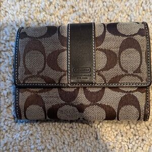 Coach Brown and Tan Logo Wallet